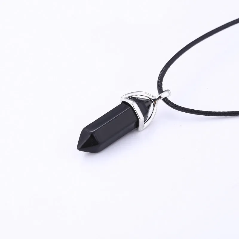 Crystal Bullet Natural Stone Necklace - 11 Colors