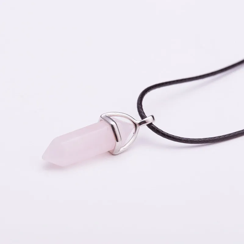 Crystal Bullet Natural Stone Necklace - 11 Colors