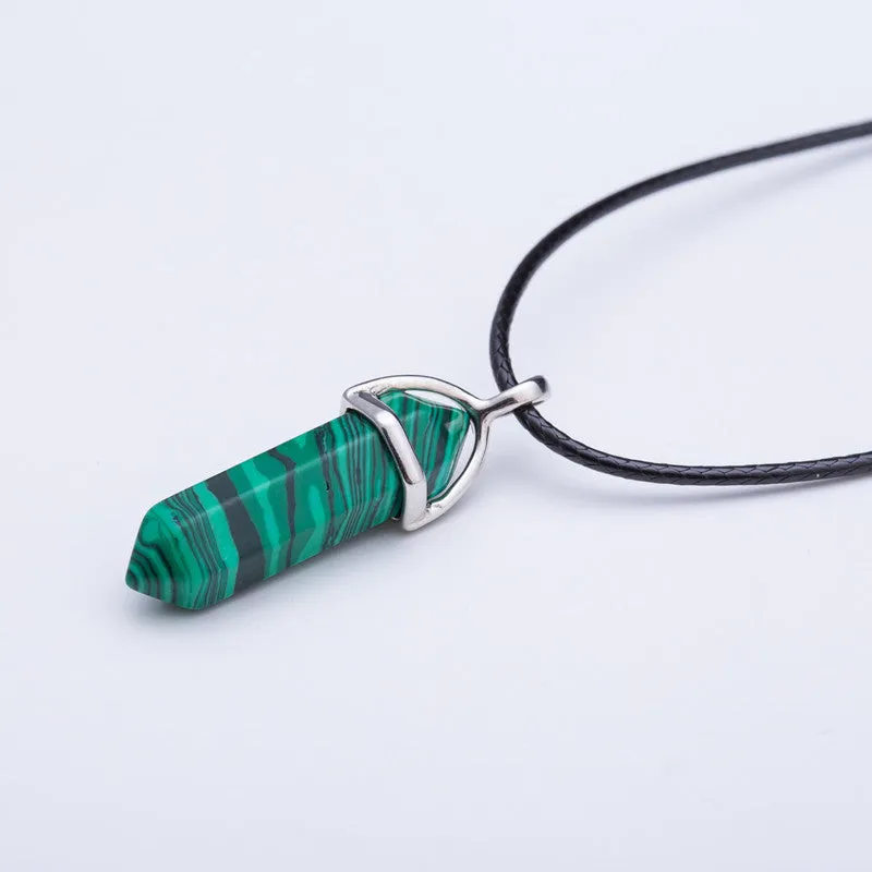 Crystal Bullet Natural Stone Necklace - 11 Colors