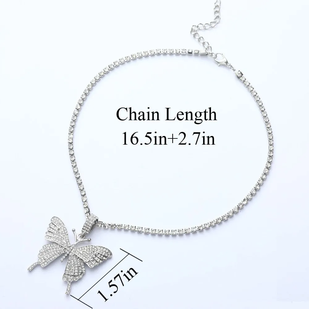 Crystal Butterfly Patent Necklaces - 6 Colors