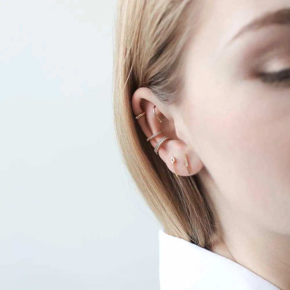 Crystal Ear Cuff Trio in Sterling Silver