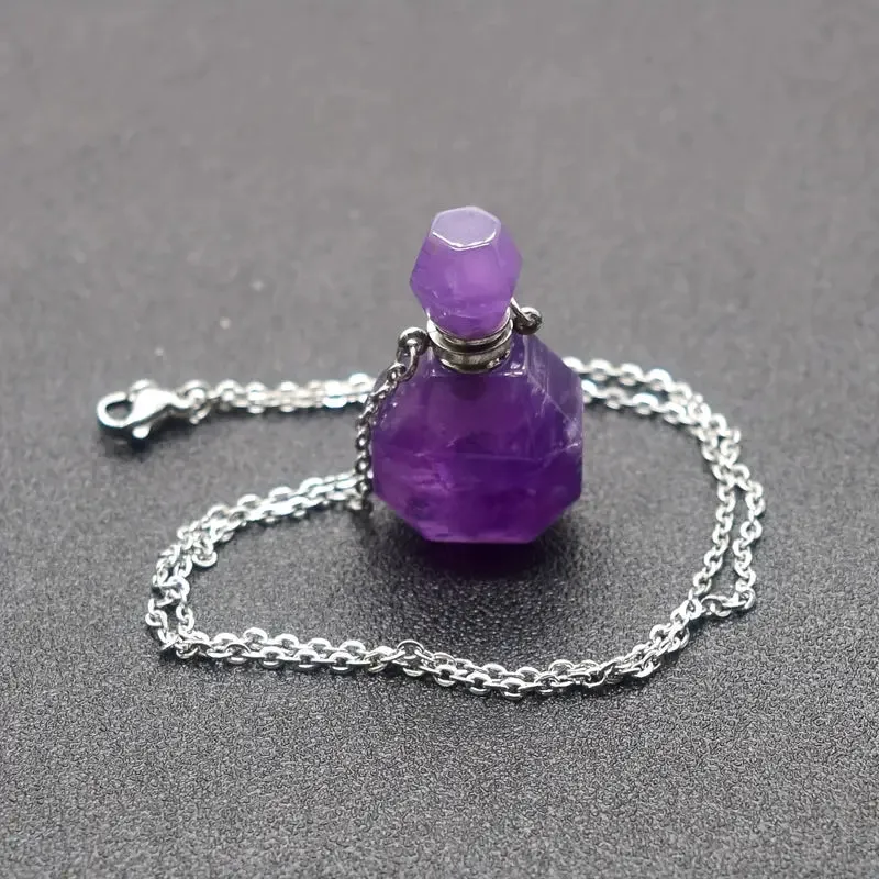 Crystal Essential Oil Bottle Necklace