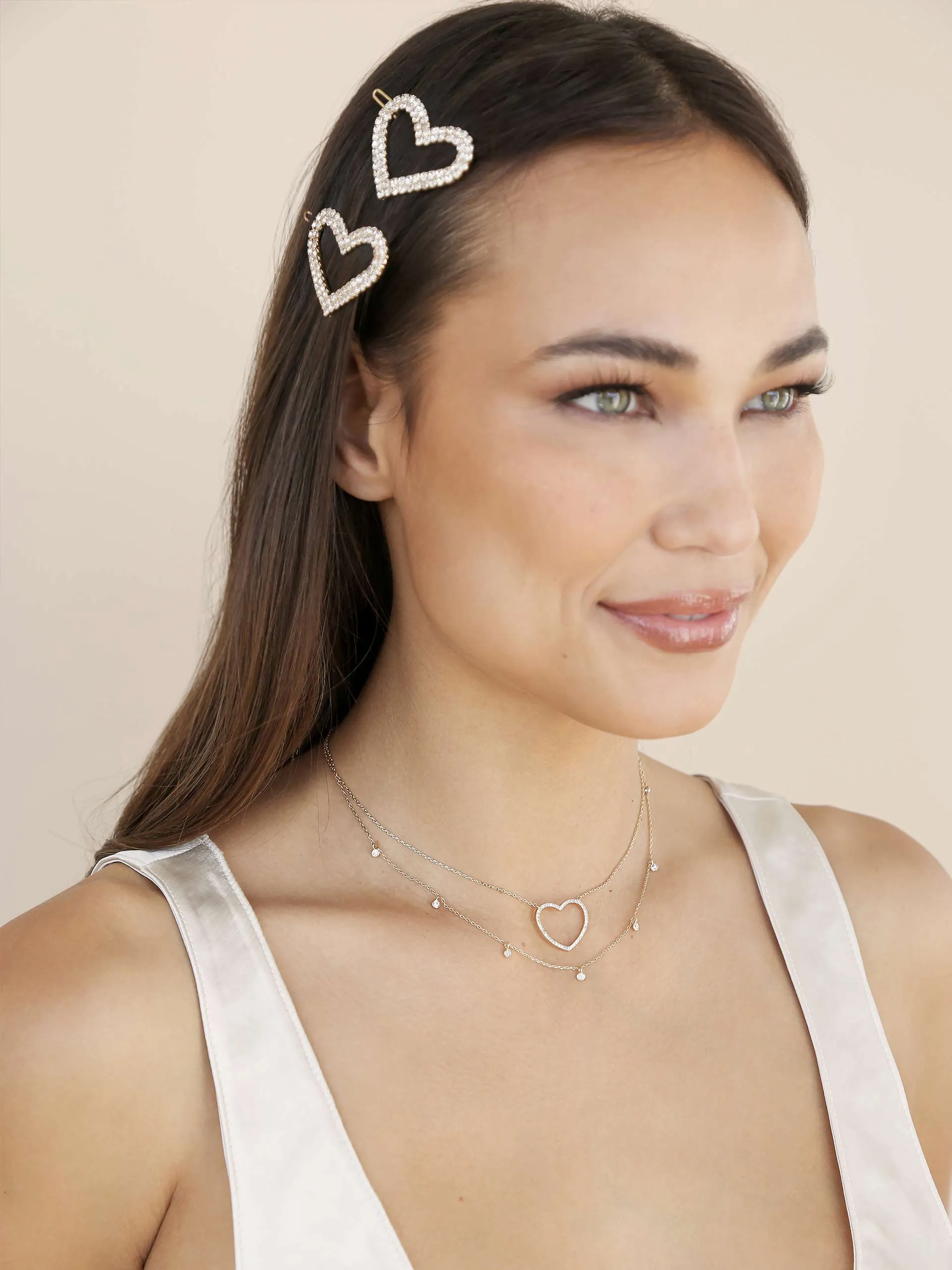Crystal Heart Drop Necklace Set