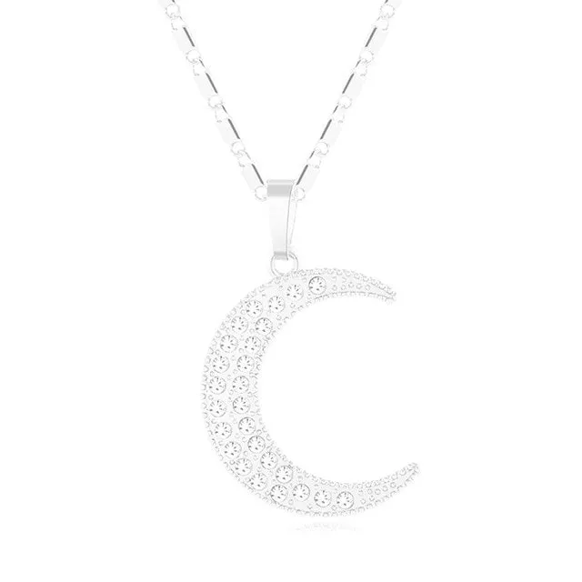 Crystal Moon Pendant Necklace