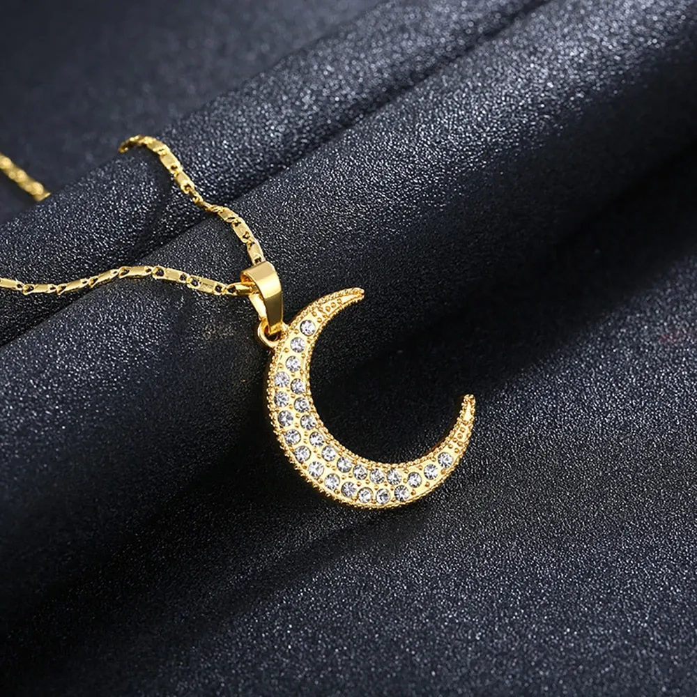 Crystal Moon Pendant Necklace