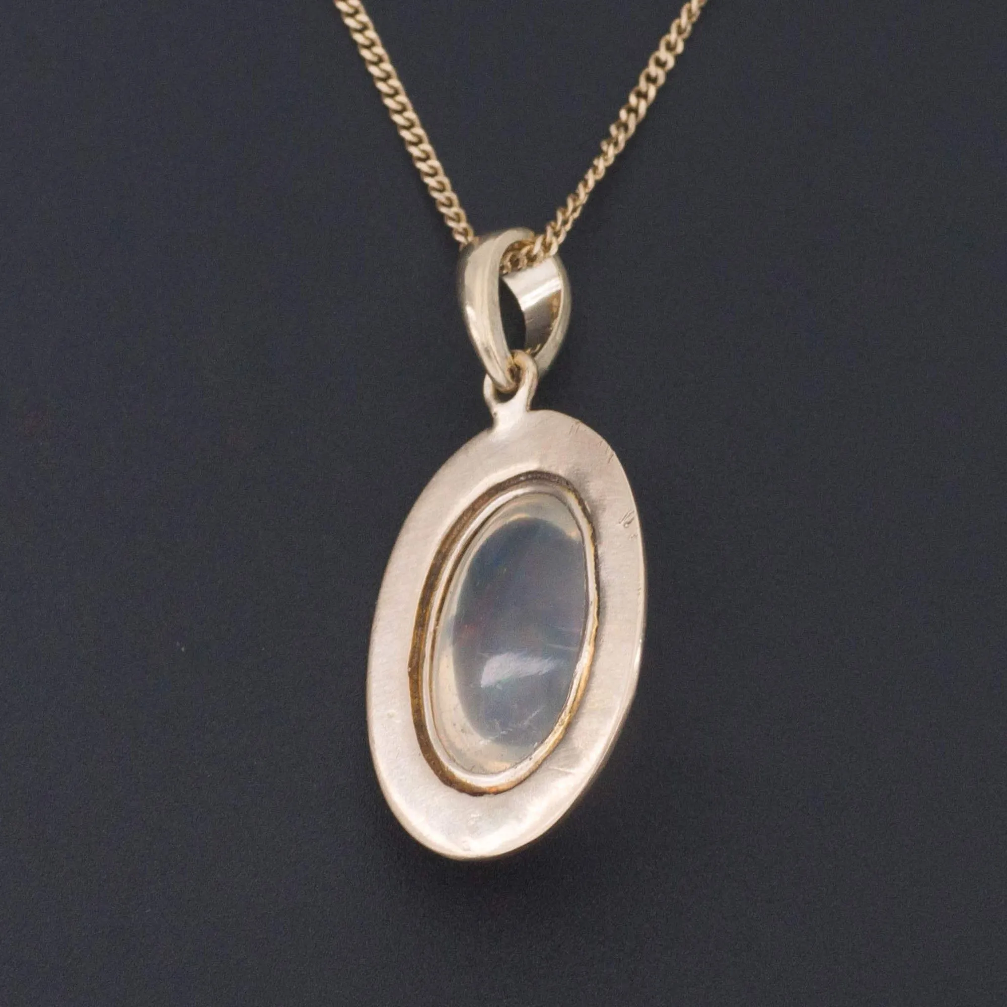 Crystal Opal & Enamel Pendant | Antique Pin Conversion