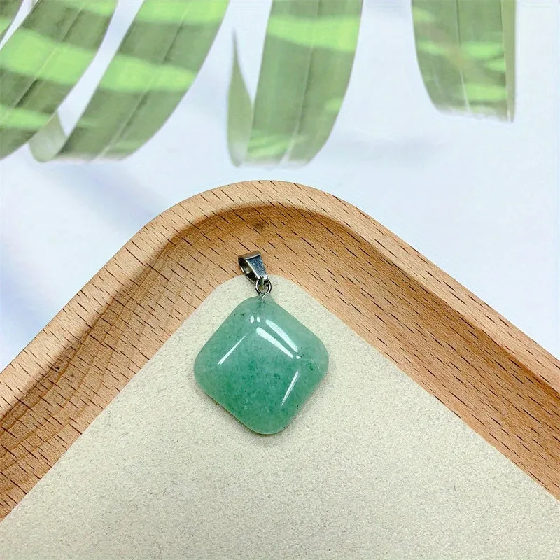 Crystal Pendant Square Shaped Mix Material Healing Stones Cube Charm