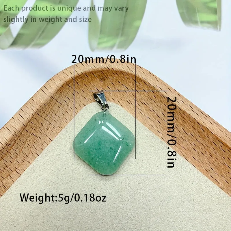 Crystal Pendant Square Shaped Mix Material Healing Stones Cube Charm