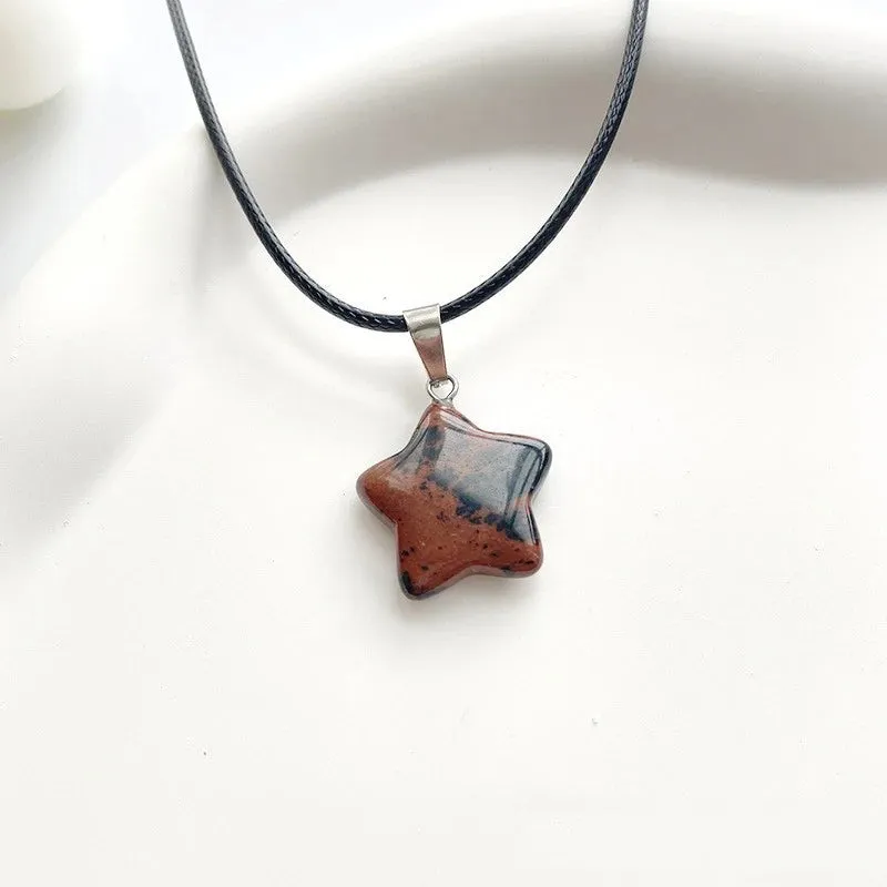 Crystal Rose Opal Star Stone Pendant Necklace