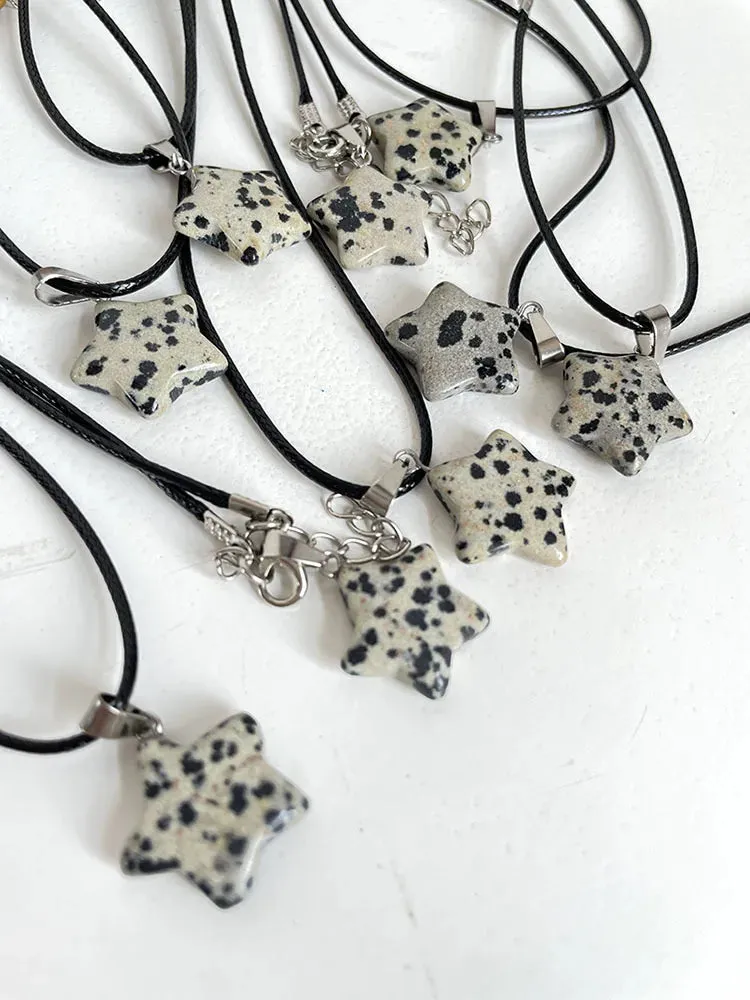 Crystal Rose Opal Star Stone Pendant Necklace
