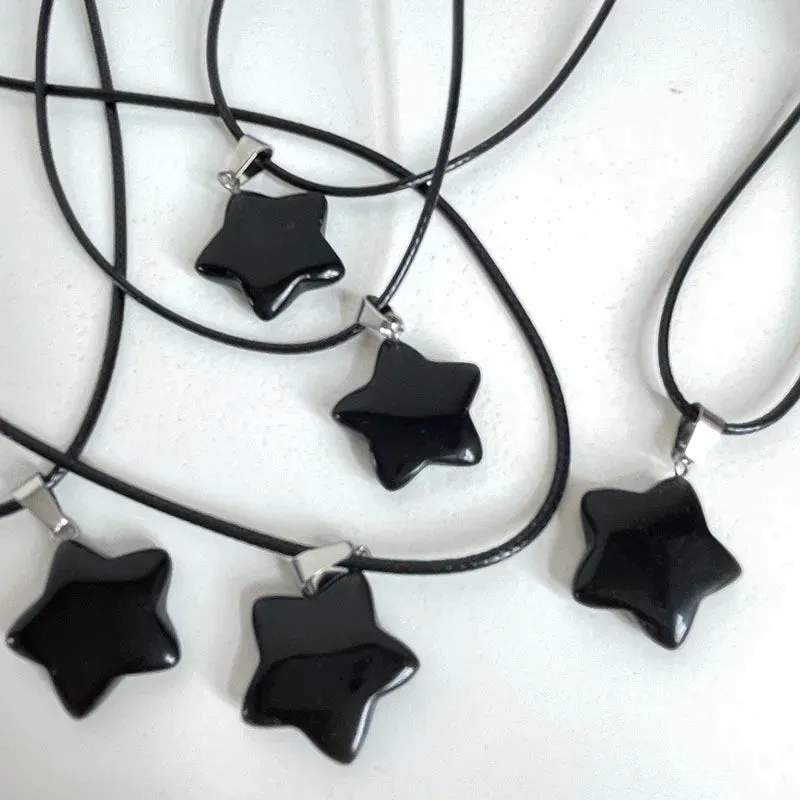 Crystal Rose Opal Star Stone Pendant Necklace