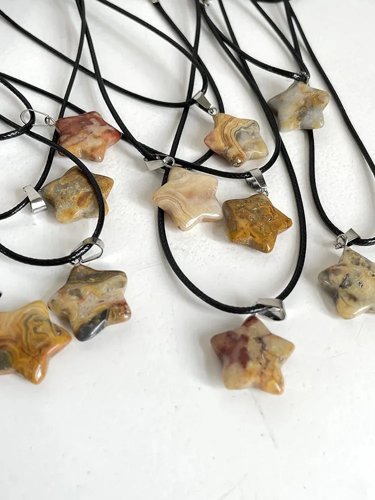Crystal Rose Opal Star Stone Pendant Necklace