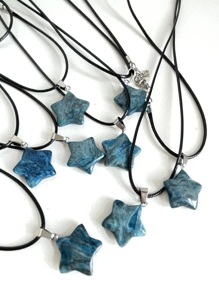 Crystal Rose Opal Star Stone Pendant Necklace
