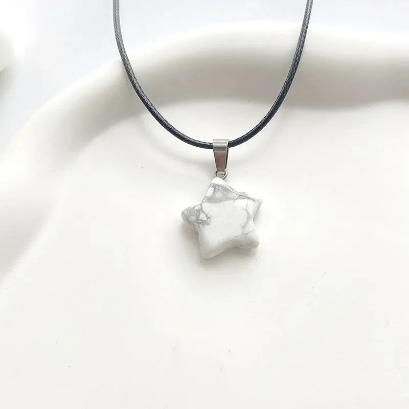 Crystal Rose Opal Star Stone Pendant Necklace