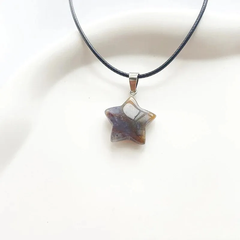 Crystal Rose Opal Star Stone Pendant Necklace