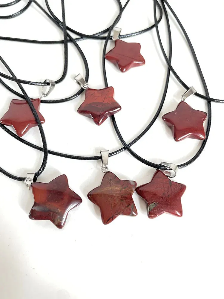 Crystal Rose Opal Star Stone Pendant Necklace