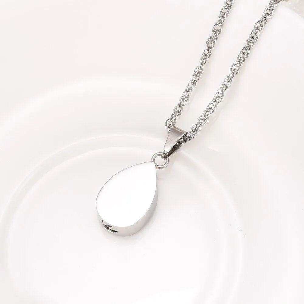Crystal Teardrop Cremation Urn Necklace