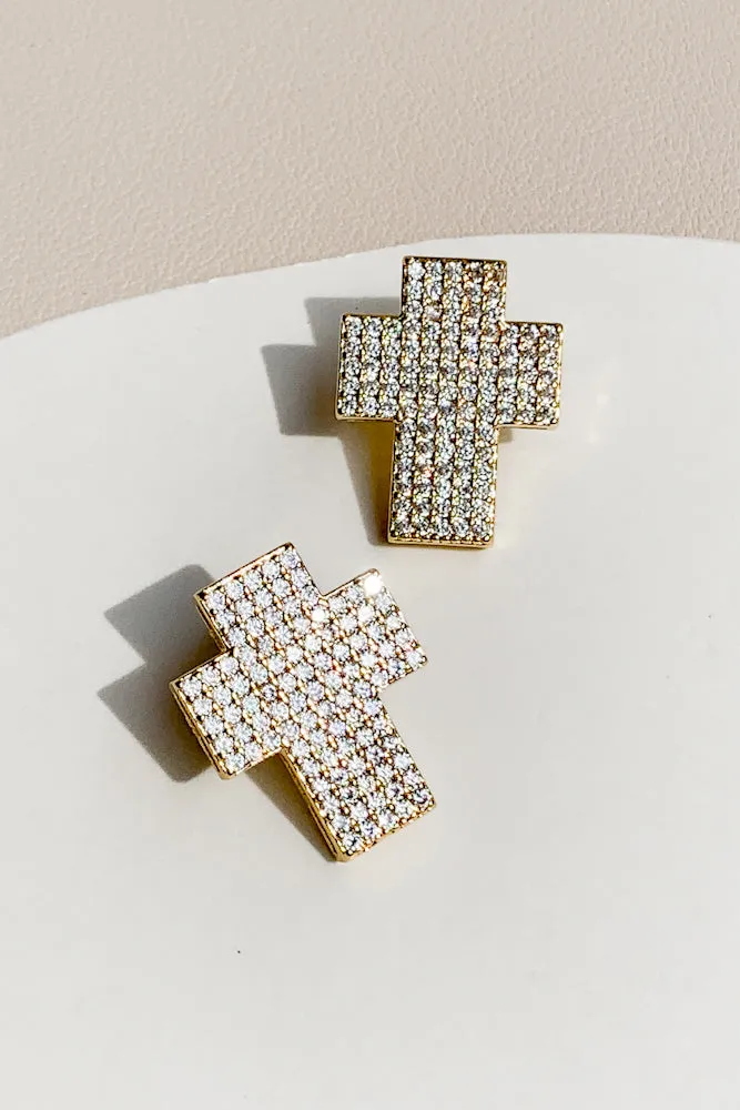 Cubic Cross Ear Studs