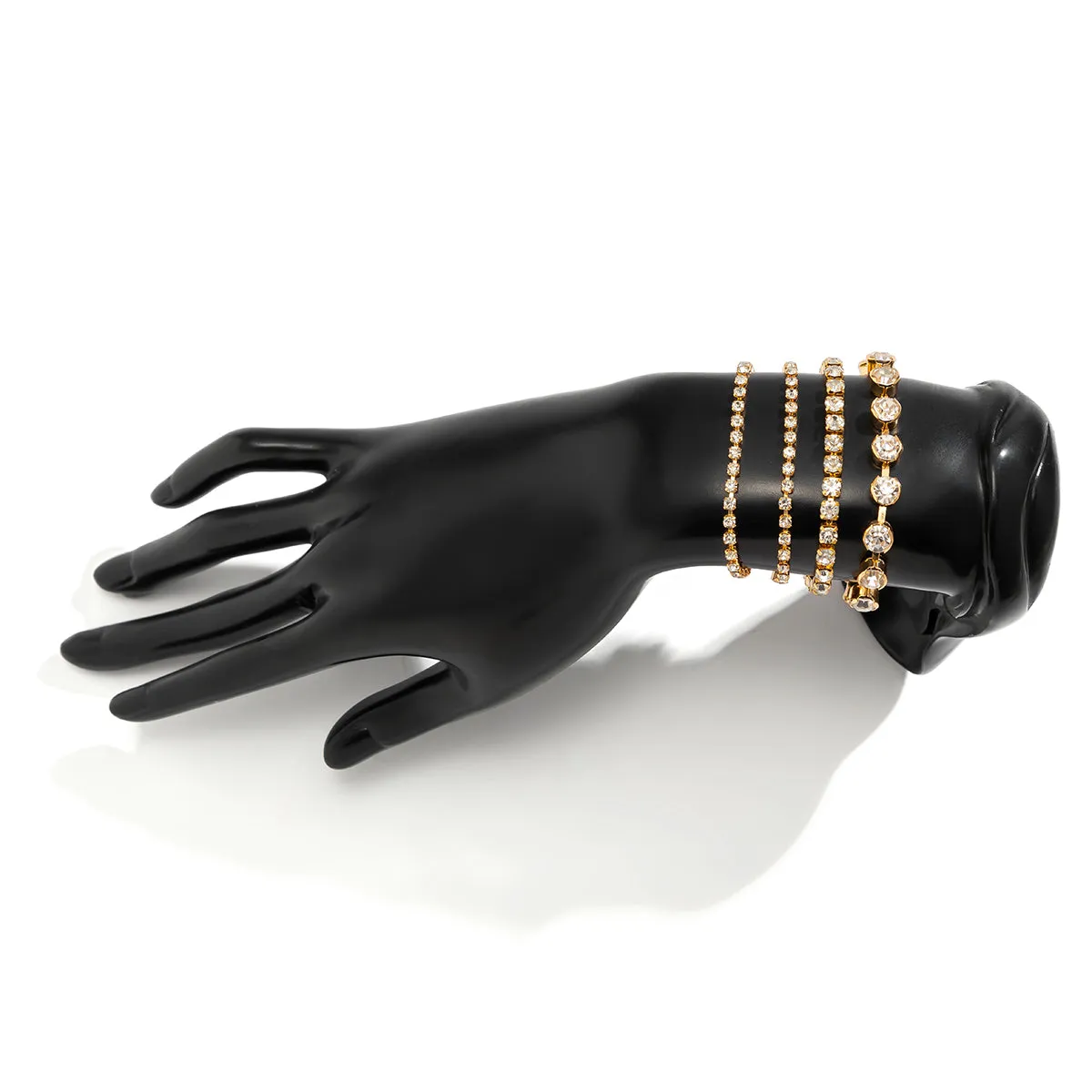 Cubic Zirconia & 18K Gold-Plated Tennis Bracelet - Set Of Four