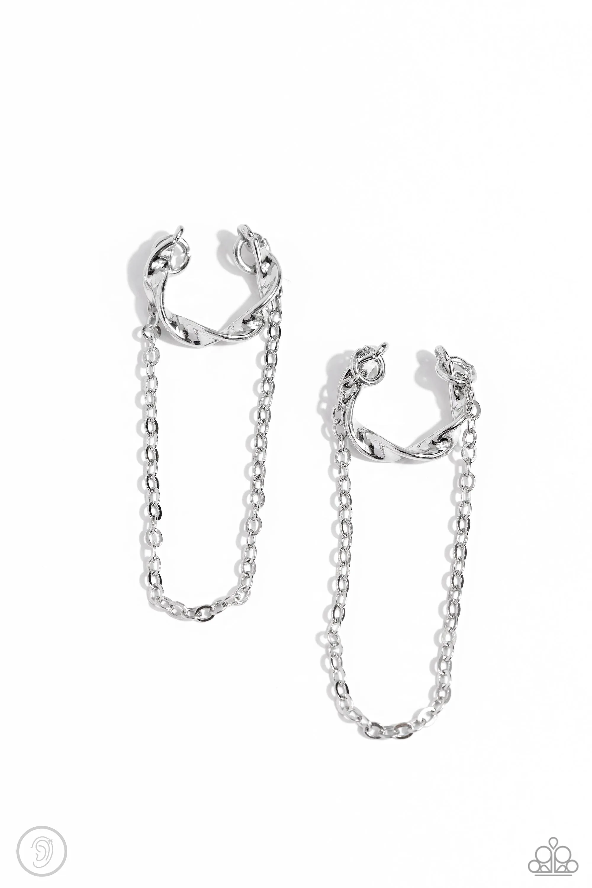CUFF Hanger - Silver - Bar and Chain Paparazzi Ear Cuff Earrings