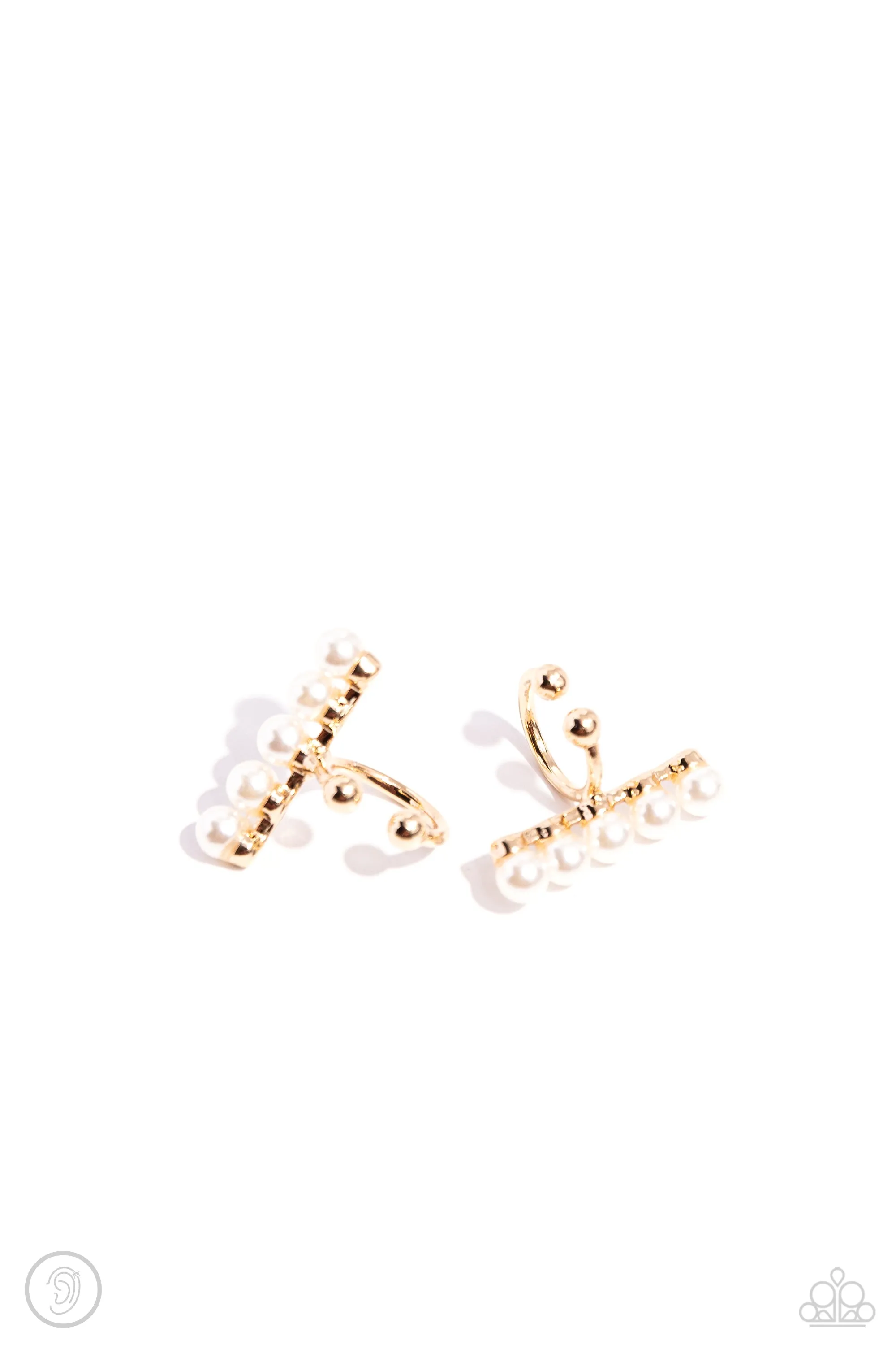 CUFF Love - Gold - White Pearl Paparazzi Ear Cuff Earrings
