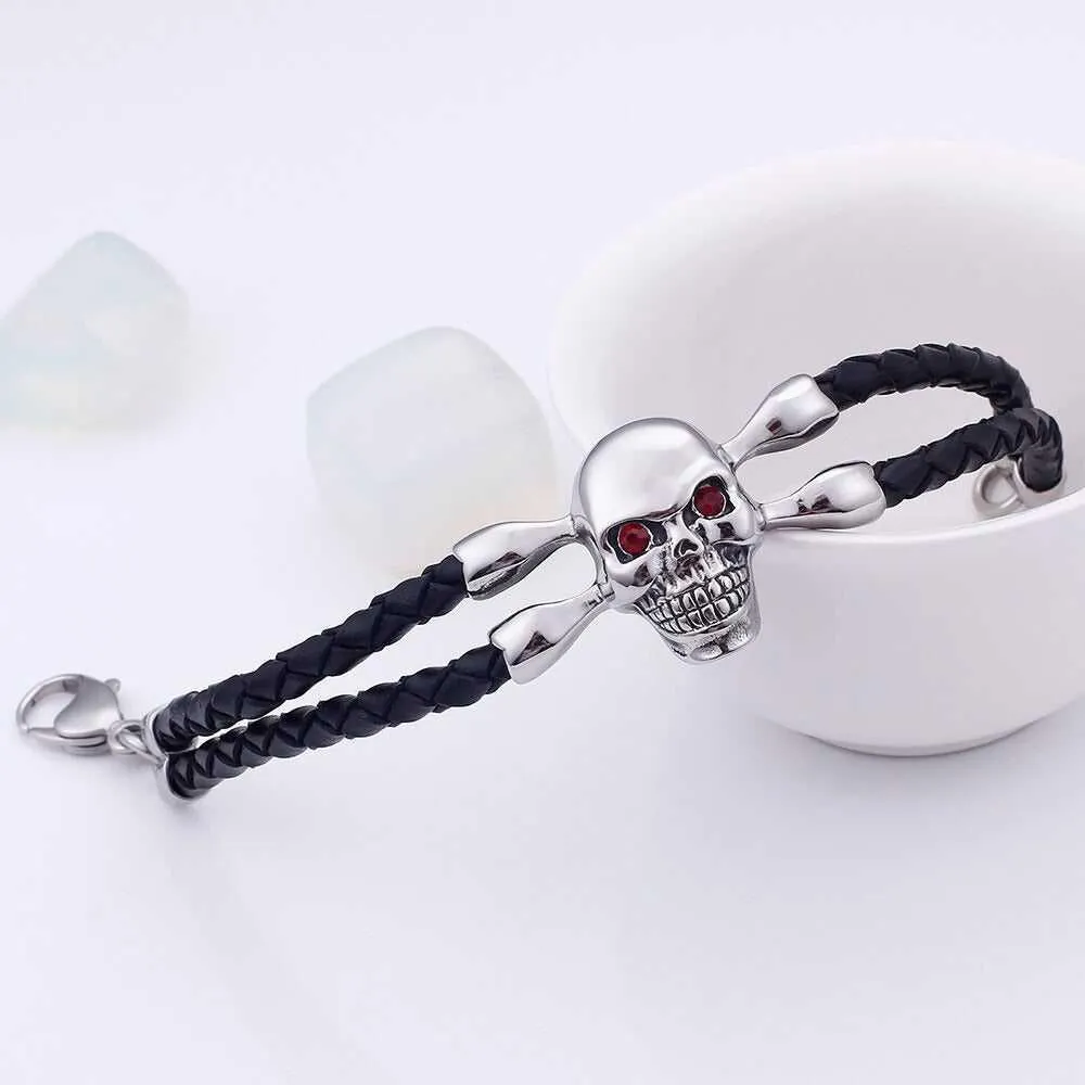 Cycolinks Vintage Cowhide Skull Bracelet