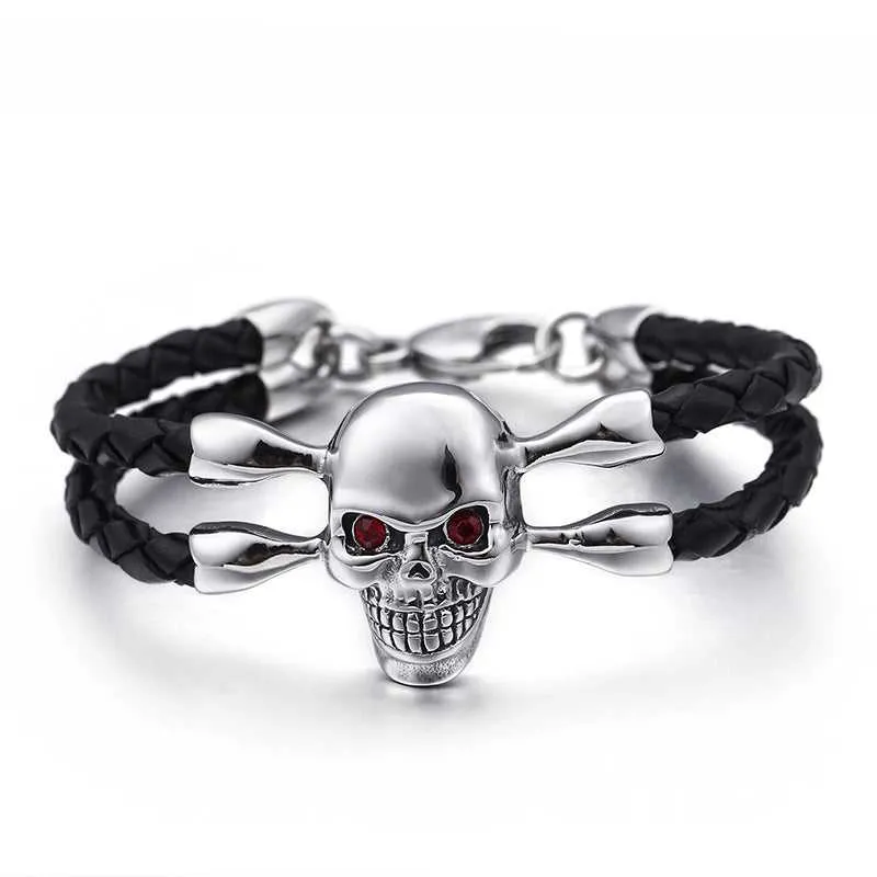 Cycolinks Vintage Cowhide Skull Bracelet