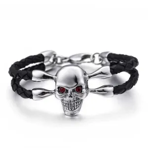 Cycolinks Vintage Cowhide Skull Bracelet