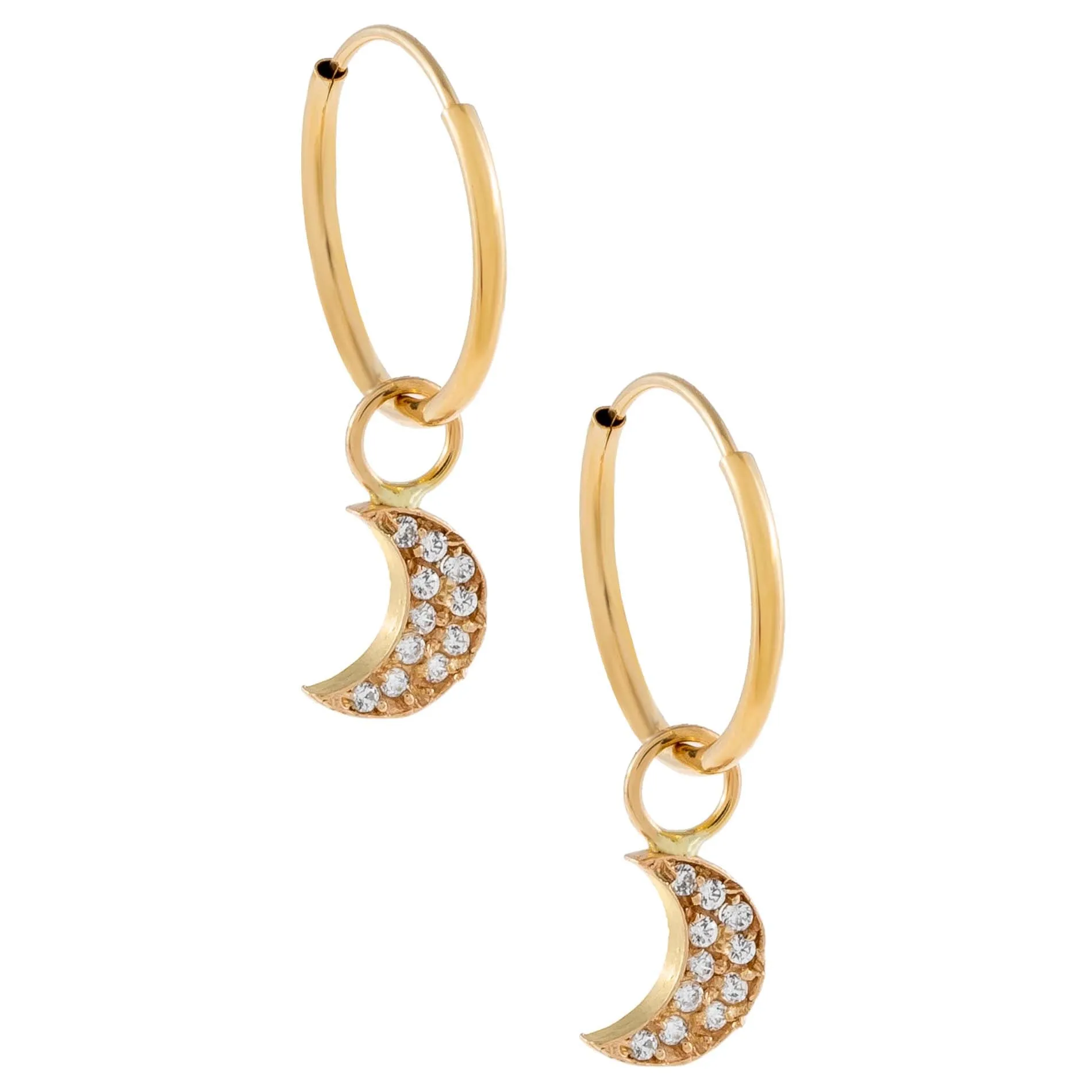CZ Crescent Hoop Earring 14K