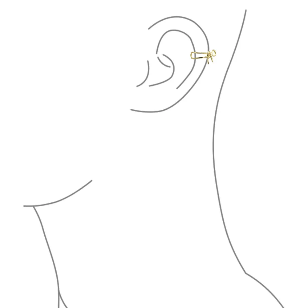 Dainty Bow Ribbon Ear Cuff Cartilage Clip Wrap Helix Earrings Non-Pierced Gold