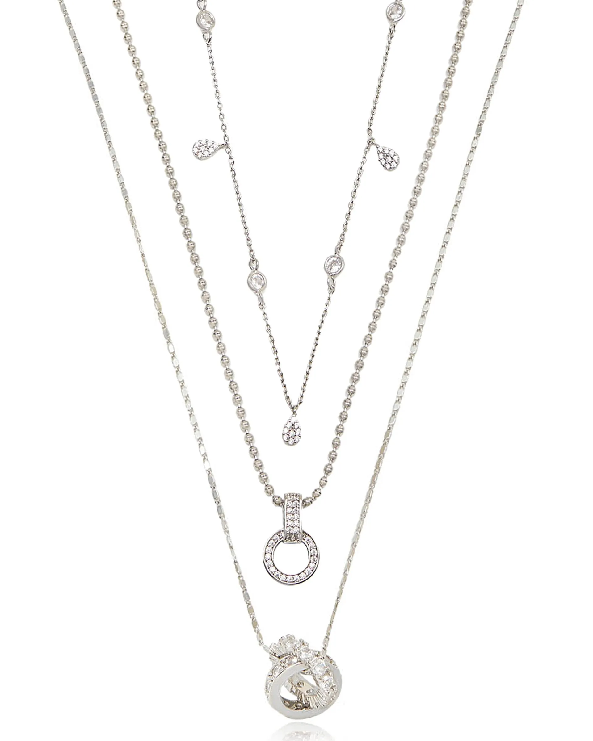 Dainty Crystal Trio Necklace Set