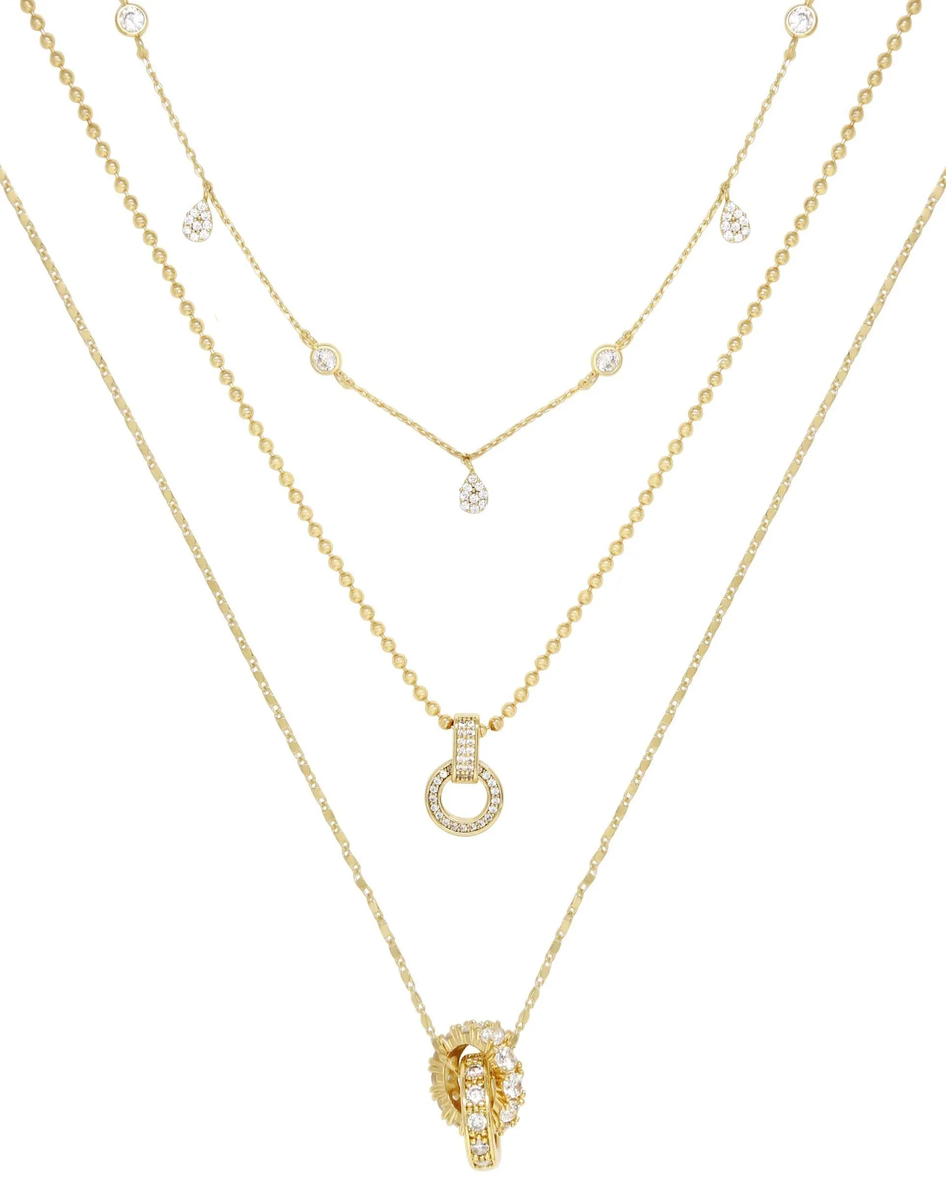 Dainty Crystal Trio Necklace Set