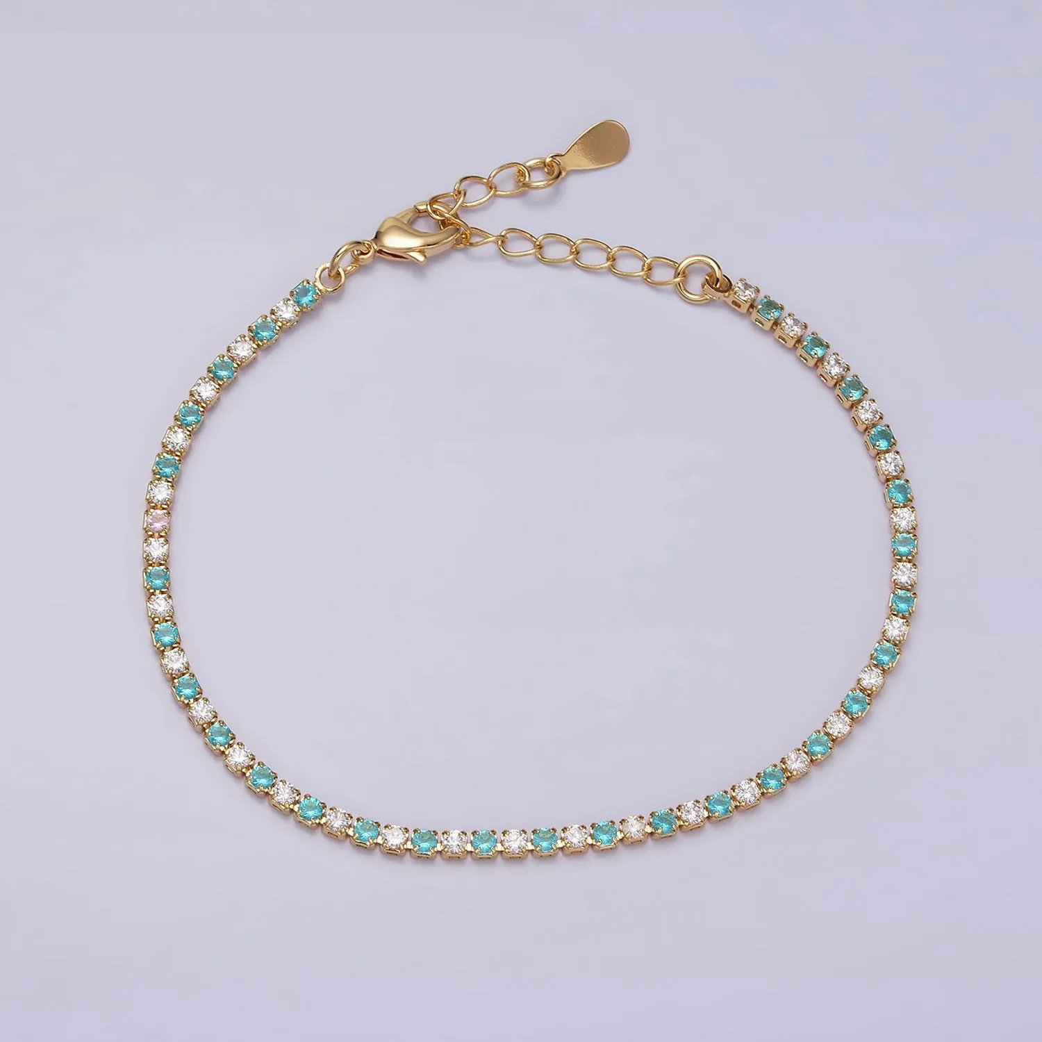 Dainty Diamond CZ Tennis Bracelet Blue Green Red Clear Cz Stone Tennis Bracelet WA1770 - WA1777