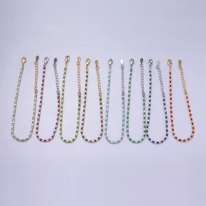 Dainty Diamond CZ Tennis Bracelet Blue Green Red Clear Cz Stone Tennis Bracelet WA1770 - WA1777