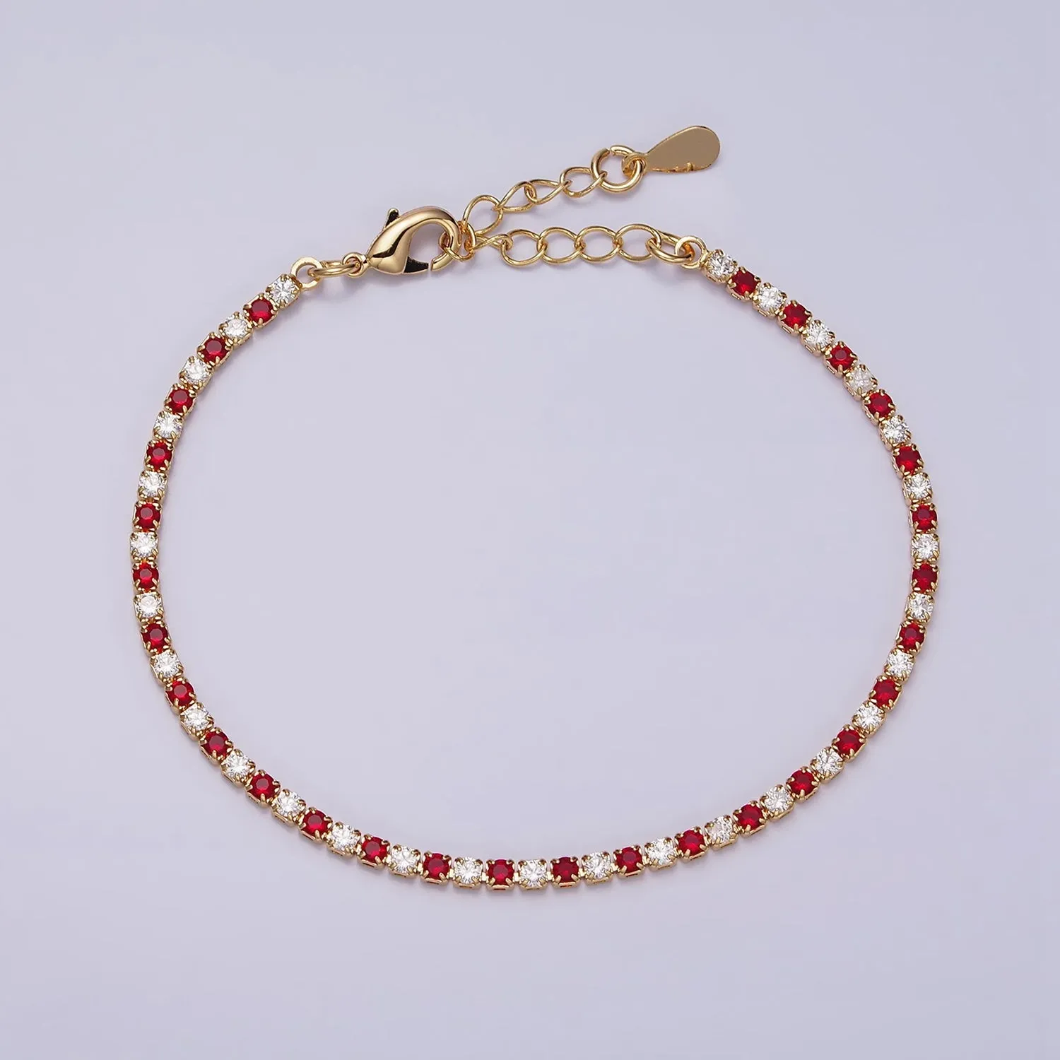Dainty Diamond CZ Tennis Bracelet Blue Green Red Clear Cz Stone Tennis Bracelet WA1770 - WA1777