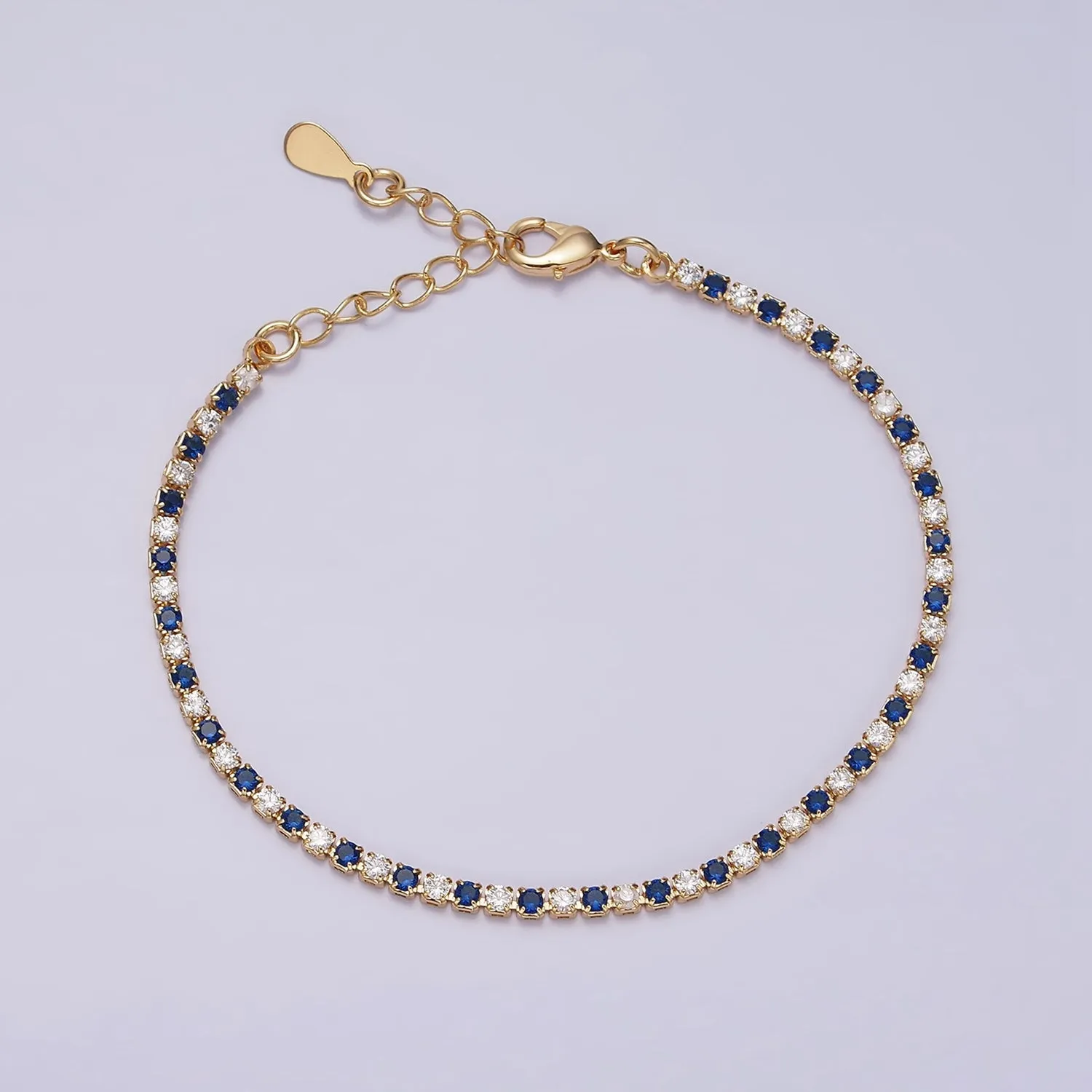 Dainty Diamond CZ Tennis Bracelet Blue Green Red Clear Cz Stone Tennis Bracelet WA1770 - WA1777