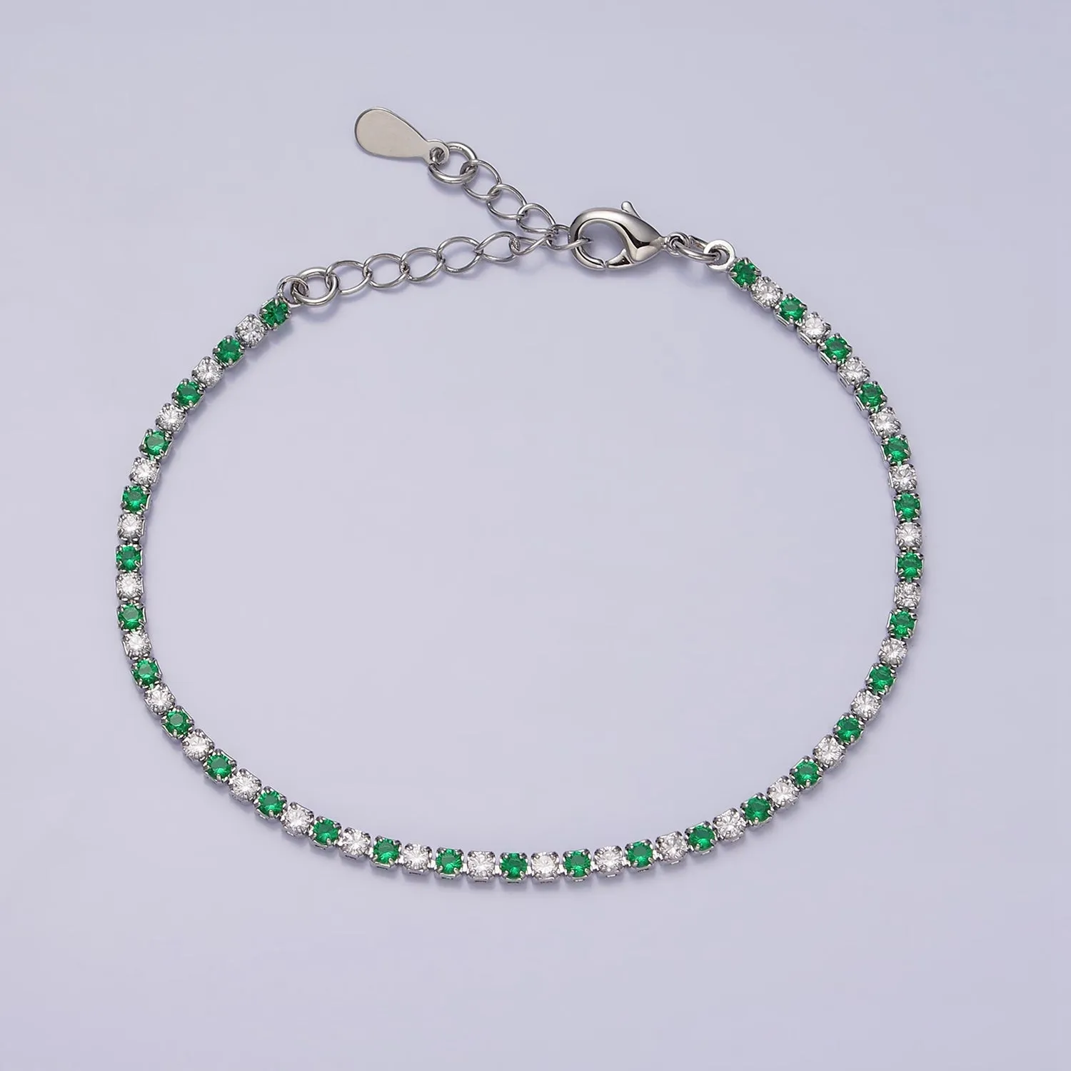 Dainty Diamond CZ Tennis Bracelet Blue Green Red Clear Cz Stone Tennis Bracelet WA1770 - WA1777