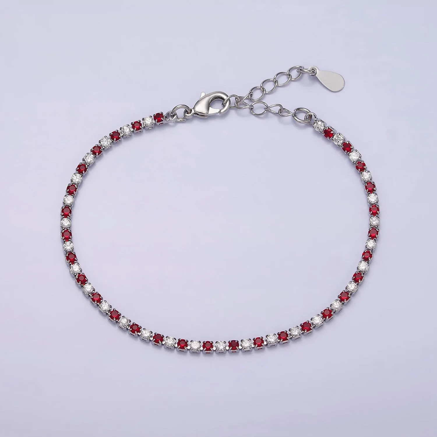 Dainty Diamond CZ Tennis Bracelet Blue Green Red Clear Cz Stone Tennis Bracelet WA1770 - WA1777