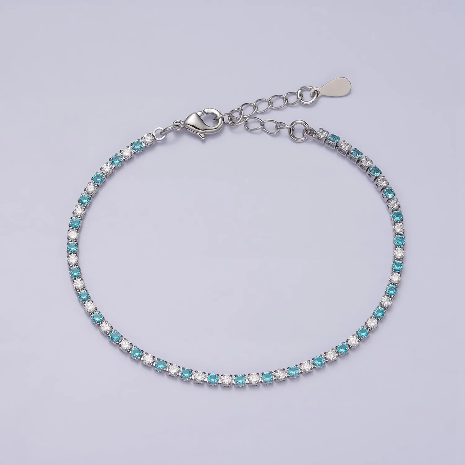 Dainty Diamond CZ Tennis Bracelet Blue Green Red Clear Cz Stone Tennis Bracelet WA1770 - WA1777