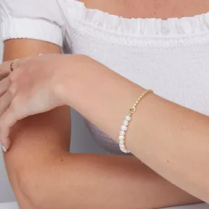 Dainty Freshwater Pearl Tennis Bracelet - 18K Gold Vermeil