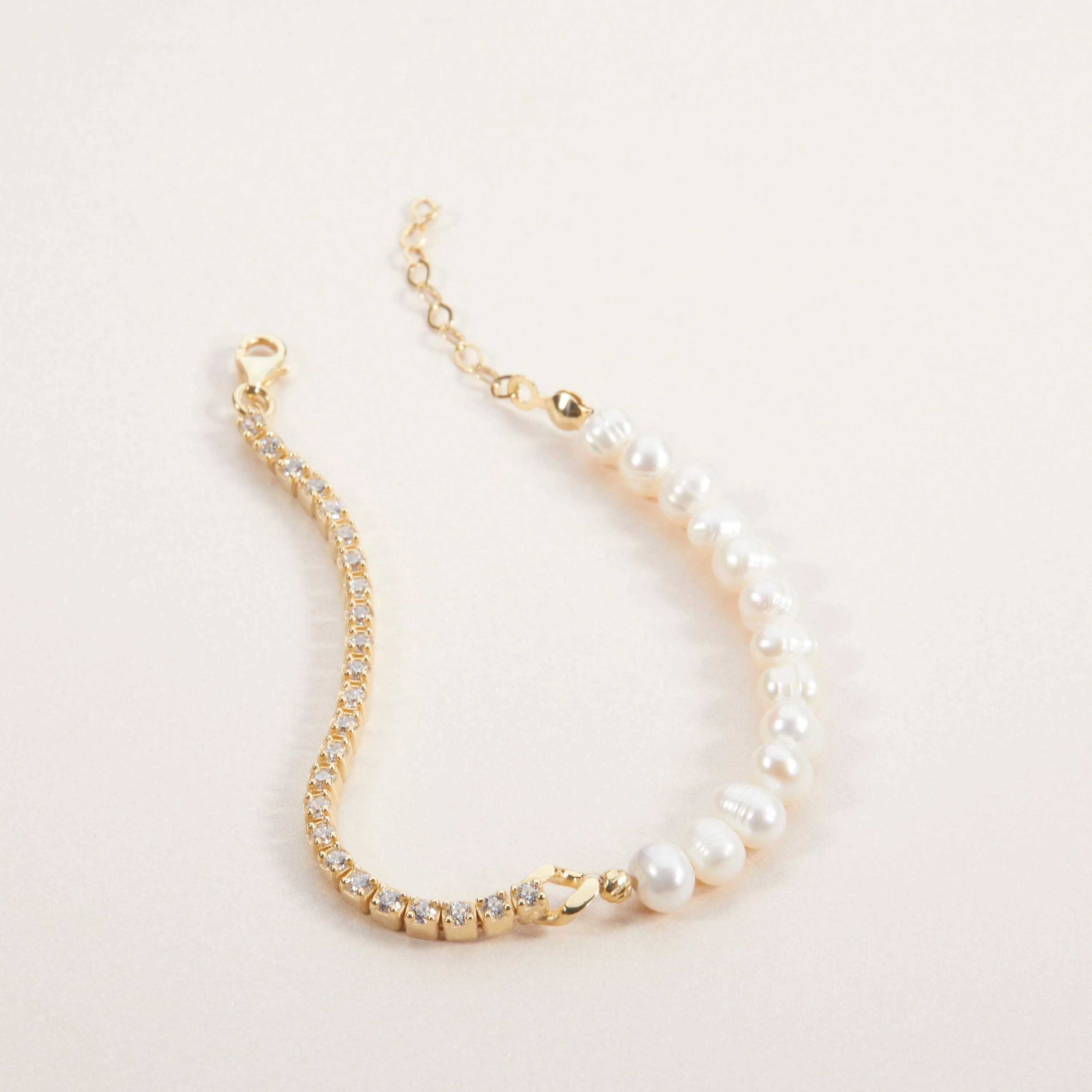 Dainty Freshwater Pearl Tennis Bracelet - 18K Gold Vermeil