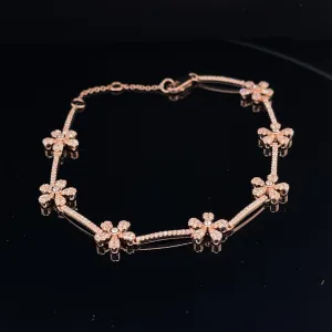 Daisy Diamond Station Tennis Bracelet in 14k Rose Gold - (#147 - KVBR00046-011)