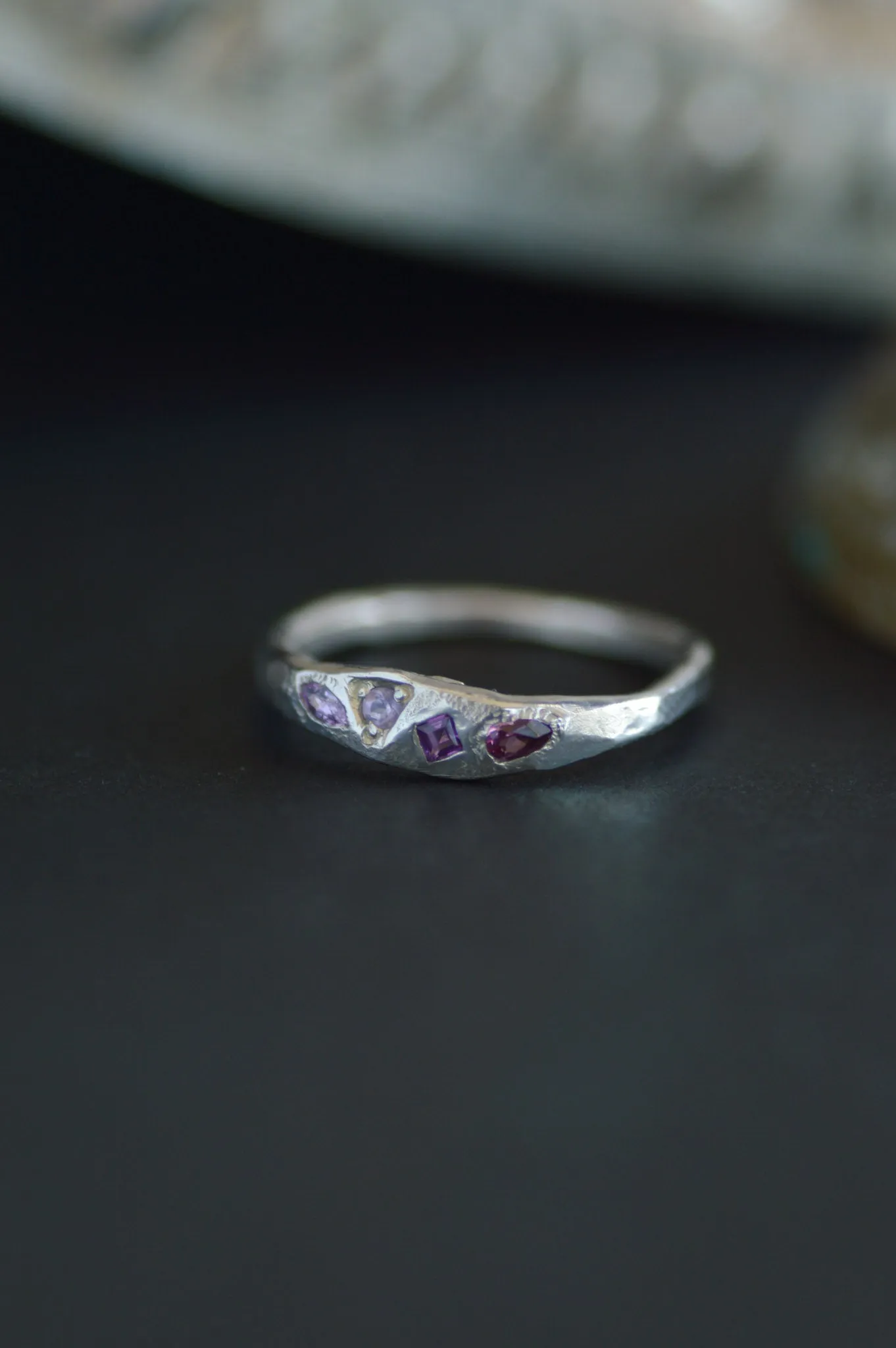 Dancer Topaz, Garnet & Sapphire Silver RIng 1191-1