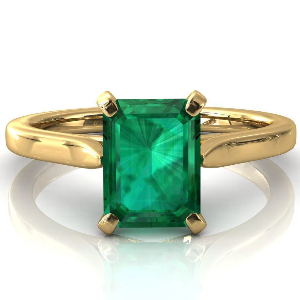 Darci Emerald Emerald 4 Prong Cathedral Solitaire Engagement Ring