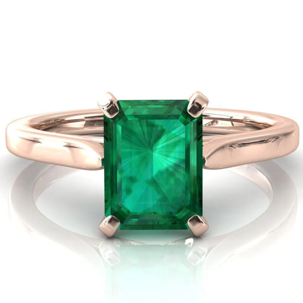 Darci Emerald Emerald 4 Prong Cathedral Solitaire Engagement Ring