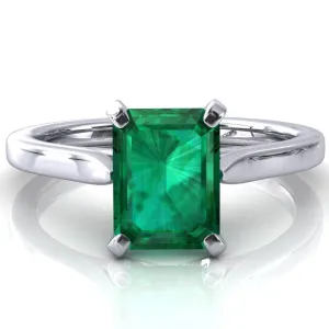 Darci Emerald Emerald 4 Prong Cathedral Solitaire Engagement Ring