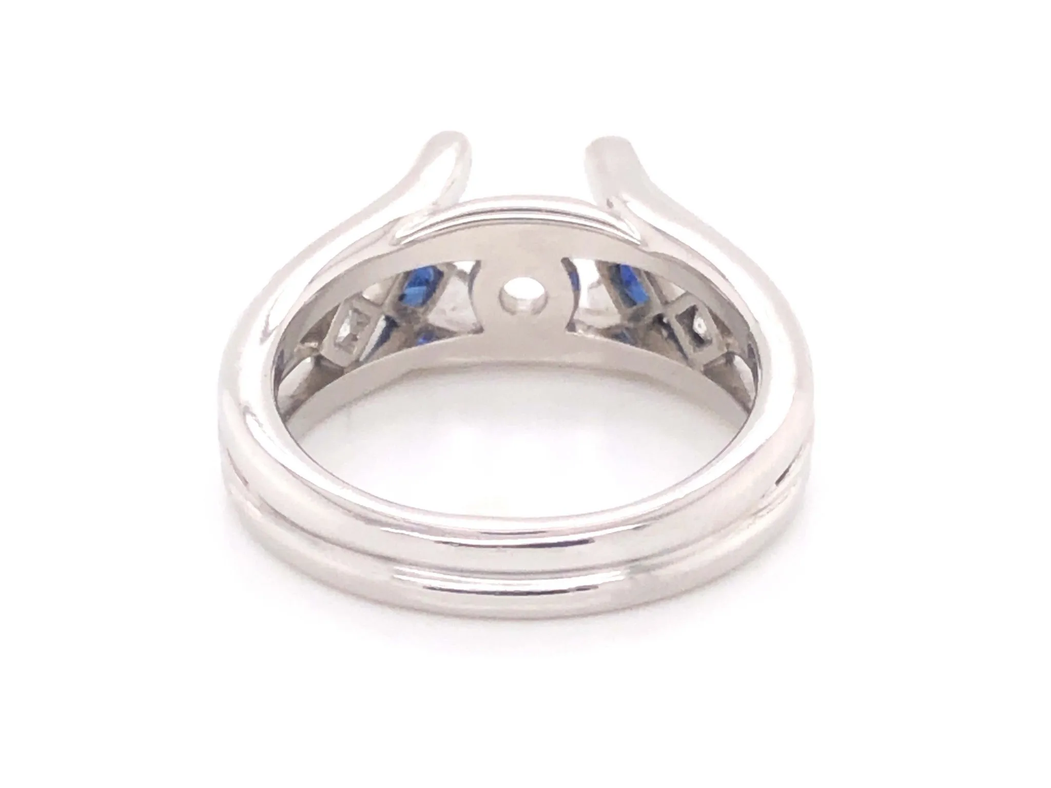 Diamond and Sapphire Platinum Engagement Ring, Semi-mount