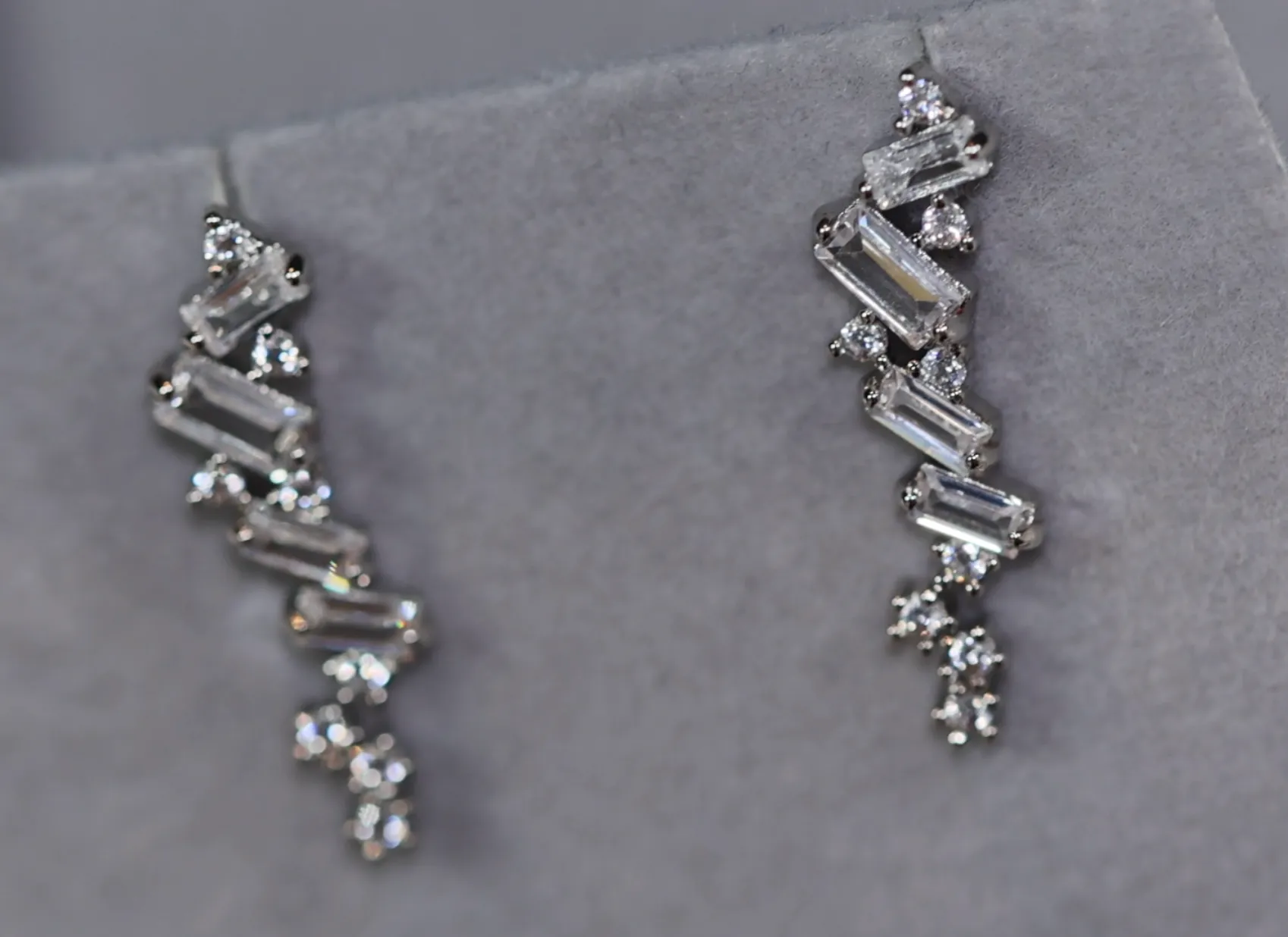 Diamond Baguette Earrings | Baguette Ear Studs | Womens Earrings | Womens Diamond Ear Studs | Baguette Earrings | Cuff Earrings | Ear Studs
