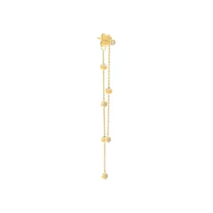 Diamond Ball Chain Front Back Drop Stud Earring 14K