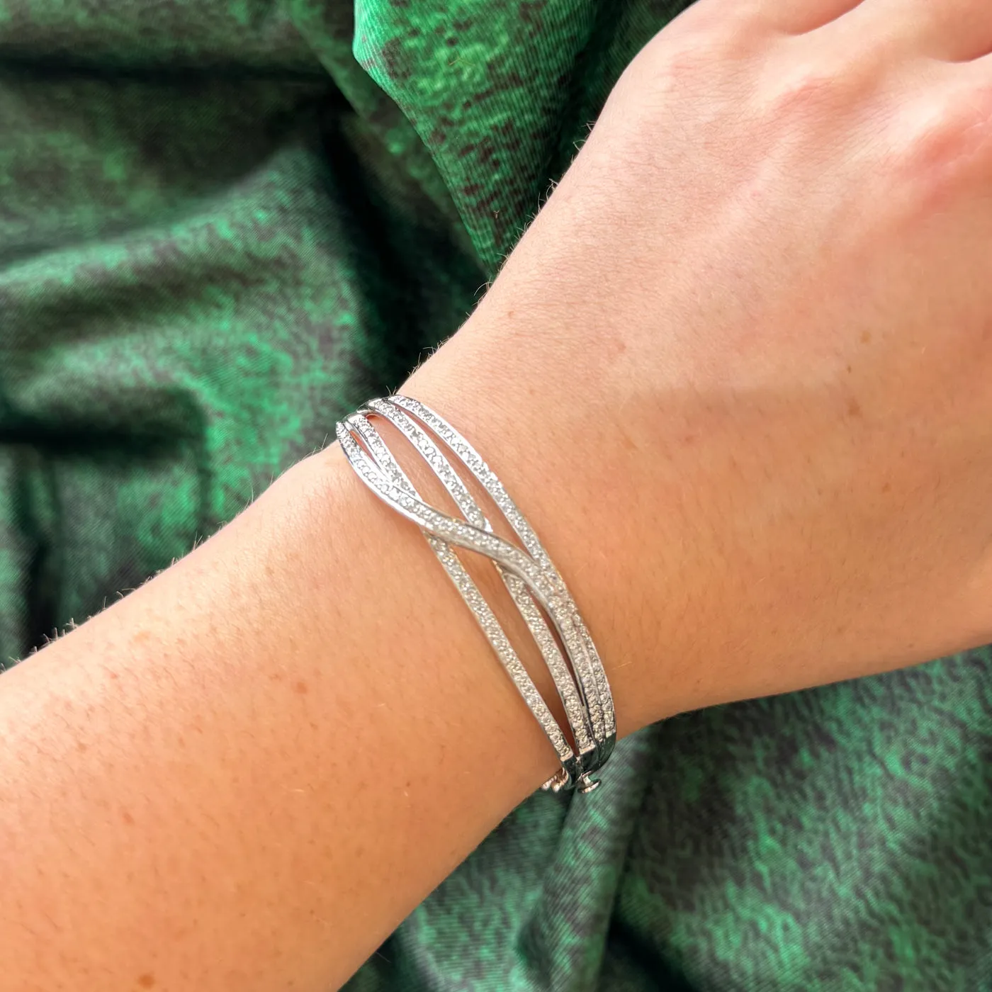 Diamond Crossover Multi Row Bangle | 2.18ctw SI2-I1 H/I | 6" |